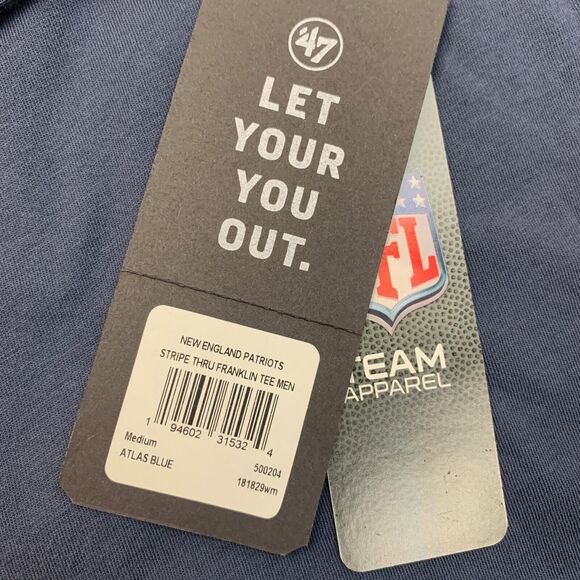 New England Patriots T Shirt Mens Medium Blue 47 Brand NFL Team Apparel New - Picture 9 of 12